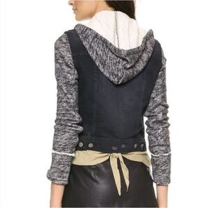 Free People Black and Gray Hooded Jacket